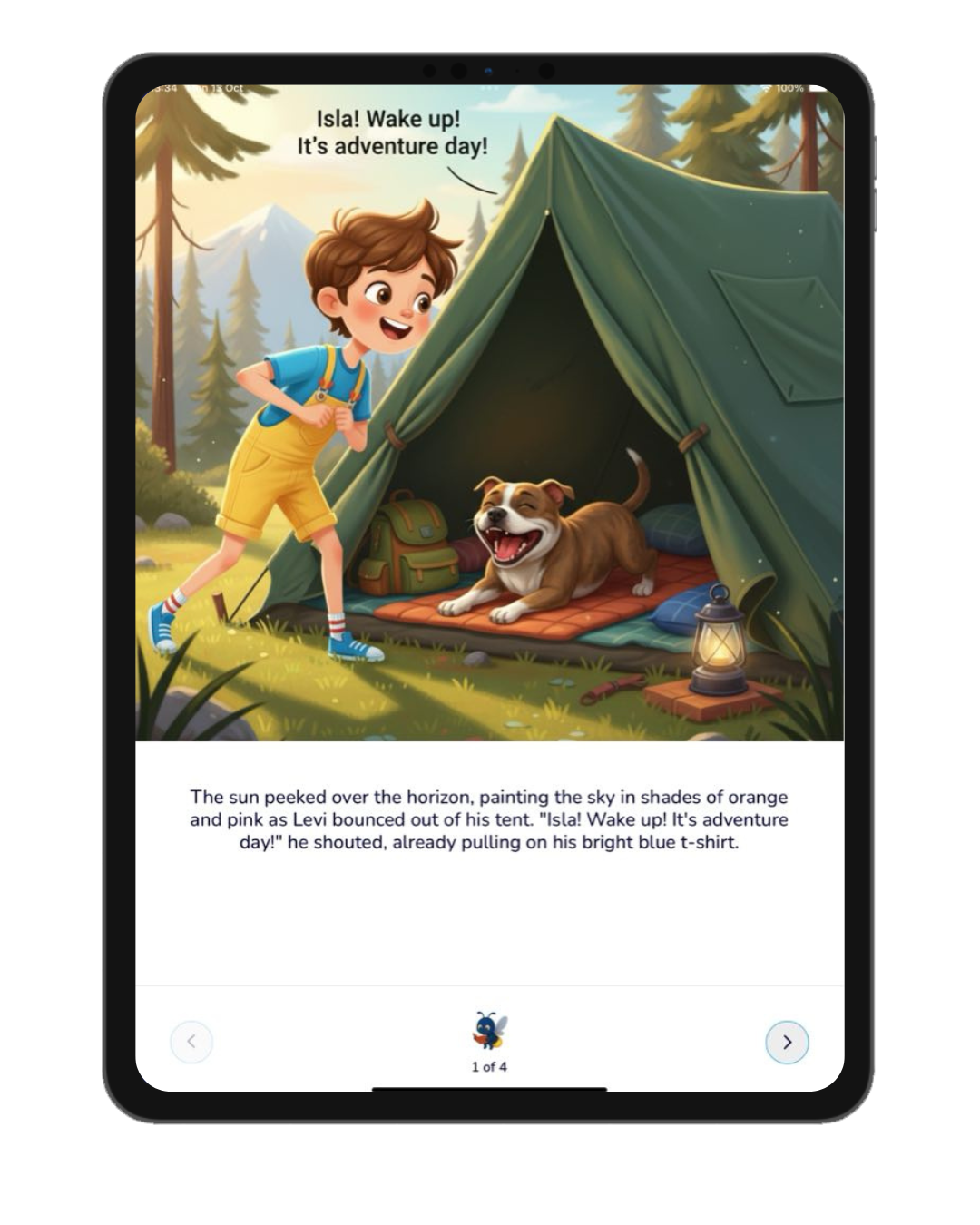 Tulla Story app, story screen