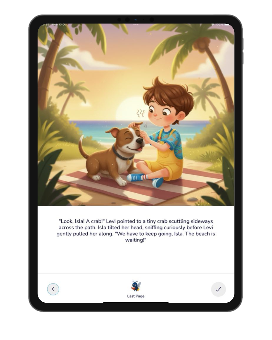 Tulla Story app, story screen